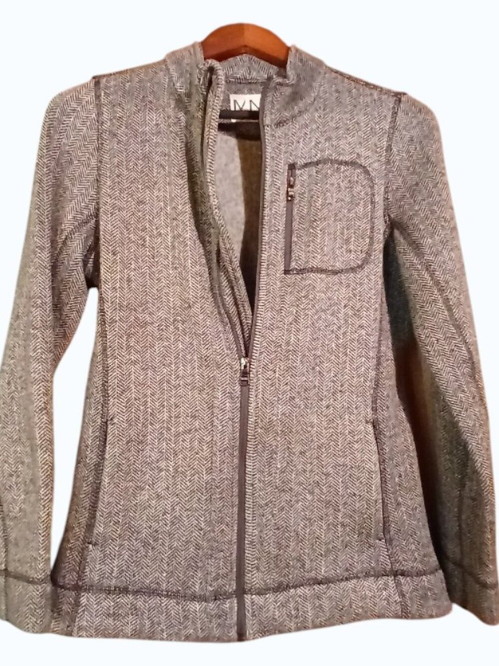 MARC NEW YORK Black & White Full Zip Herringbone Activewear jacket - Like New - Picture 2 of 11